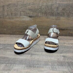 Sam Hubbard Portola Two Strap Two Tone White Leather Sandal Women's Size 8